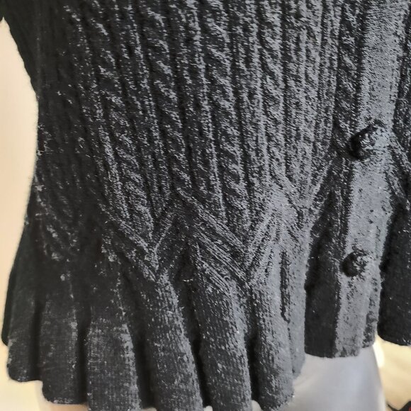 Juicy Couture Black Merino/Cashmere Puff-Sleeve Cardigan – Size S - Picture 10 of 13
